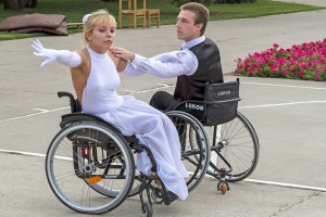 Wheelchair dancing in outside