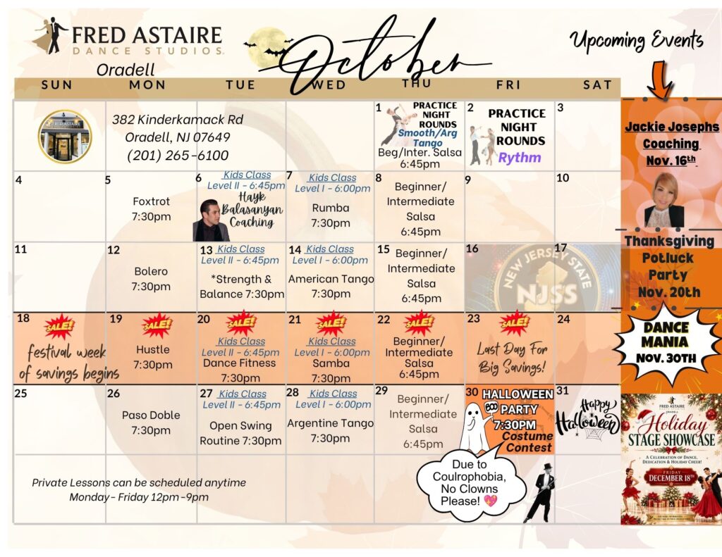 Our Dance Calendar - Dance Studio 2025 Monthly Calendar 14 -