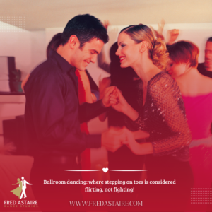 10 Times Ballroom Dancing was More Romantic Than a Candlelit Dinner - ballroom dancing A Couple Laughing While Awkwardly Ballroom Dancing, Symbolizing Romance And Connection Beyond Candlelit Dinners, At Fred Astaire Dance Studios.